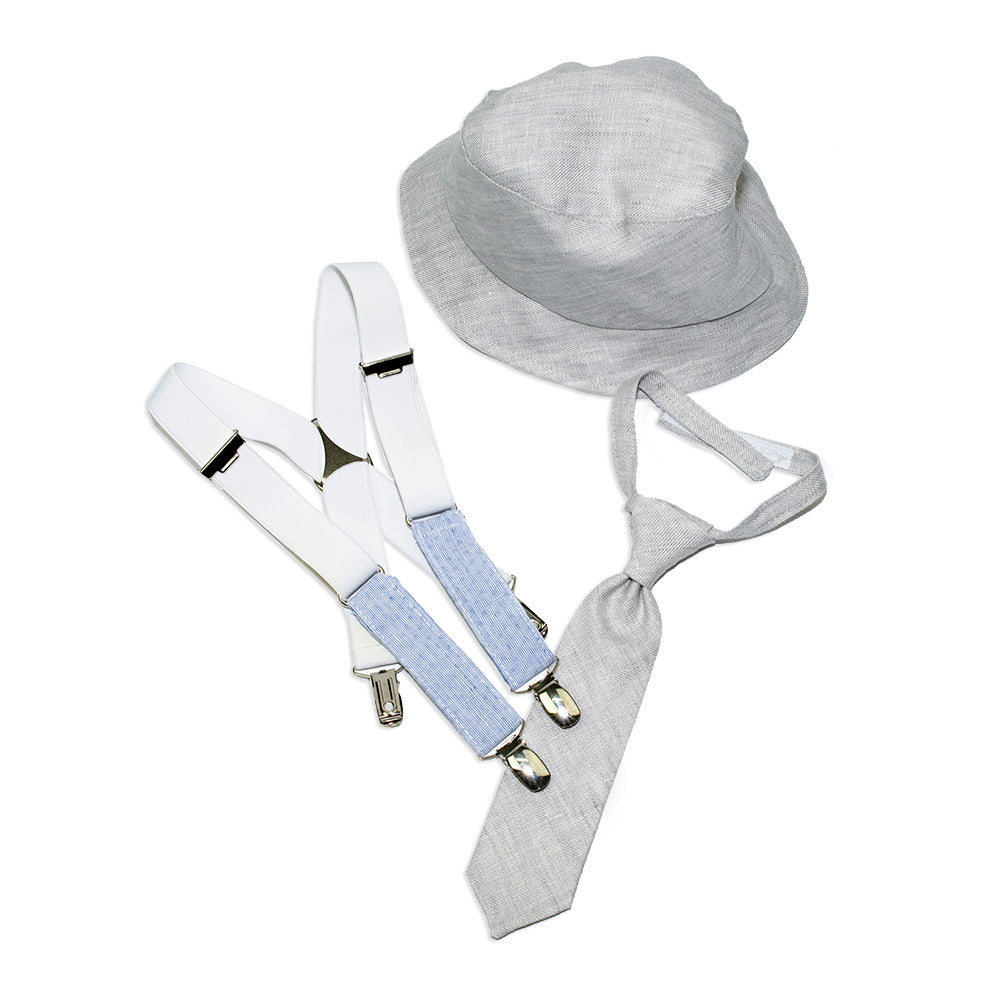 Dolce Bambini - Baby Boy 3 Piece Grey Marle Linen Suit | Suits & Sets | Bon Bon Tresor