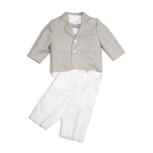 Due Firme - Baby Boy Taupe Linen Christening Suit | Suits & Sets | Bon Bon Tresor