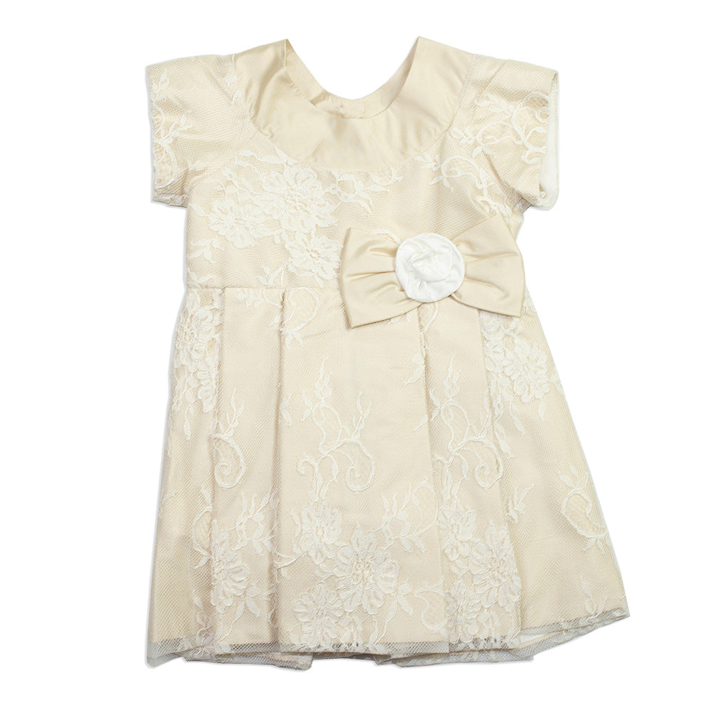 Styled By Alexandros - Girls Ivory Silk Lace Party Dress