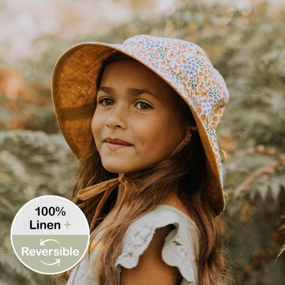BEDHEAD HATS 'Wanderer' Girls Reversible Sun Hat - Mabel / Maize BEDHEAD HATS 'Wanderer' Girls Reversible Sun Hat - Mabel / Maize