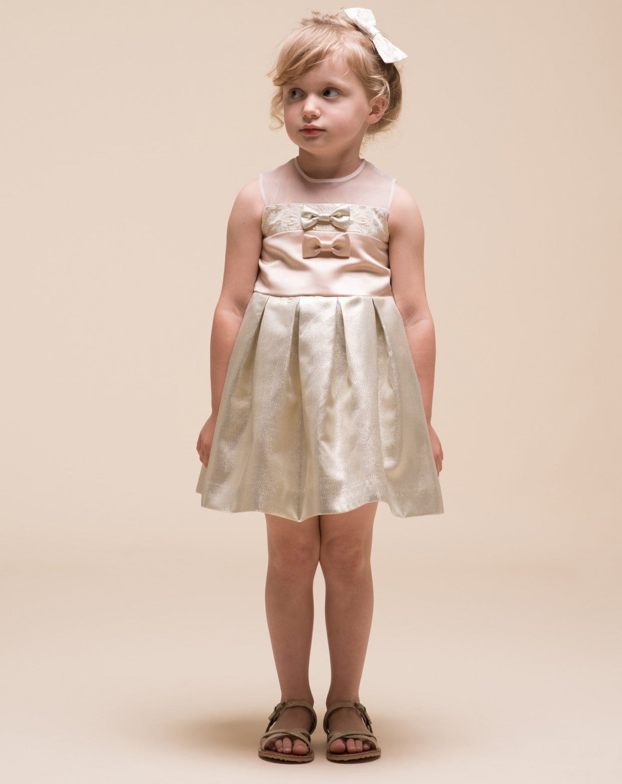 Hucklebones Metallic Gold Bodice Party Dress