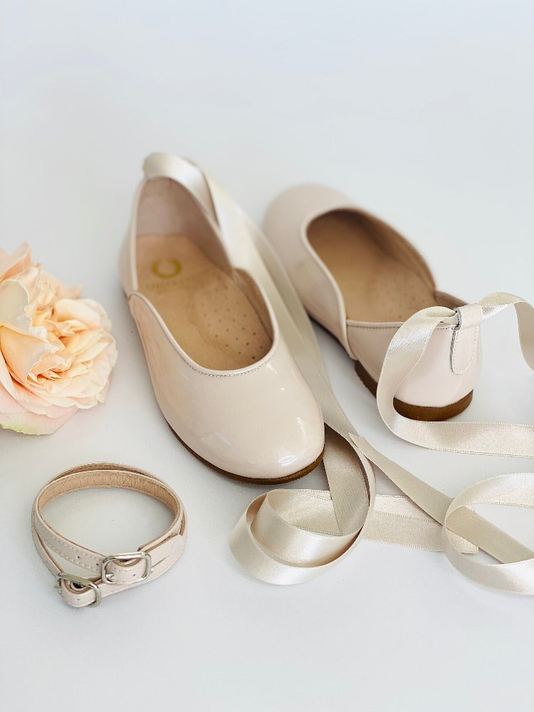Chloe & Jule Prima Ballerina Patent Metallic Pearl | Dress Shoes | Bon Bon Tresor