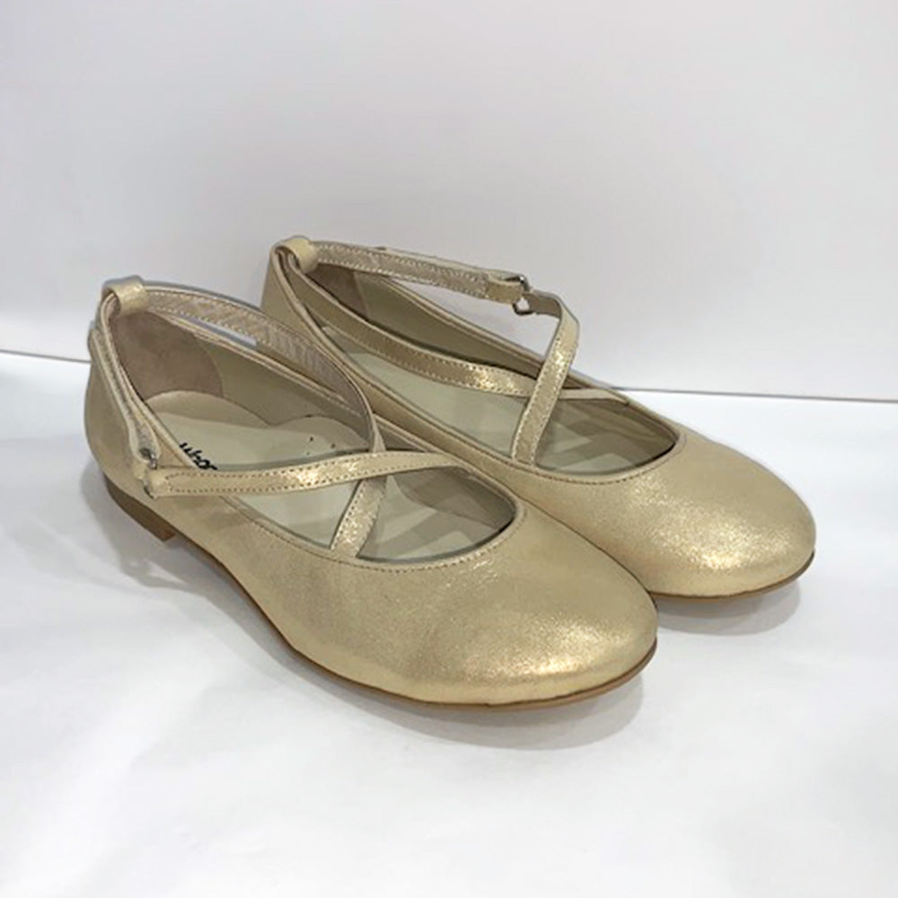 Kiddie Couture Gabrielle Leather Shoes Gold | Dress Shoes | Bon Bon Tresor