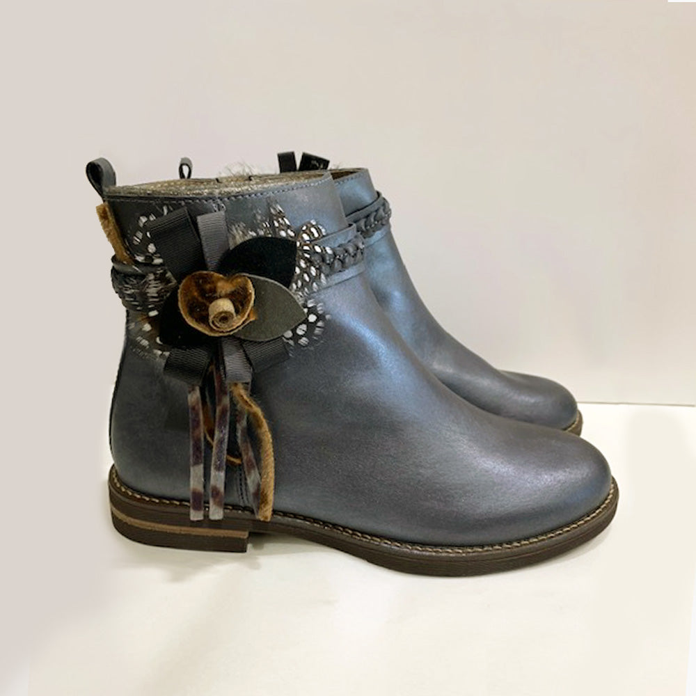 Lela Leo Girls Black Leather Ankle Boot | Boots | Bon Bon Tresor