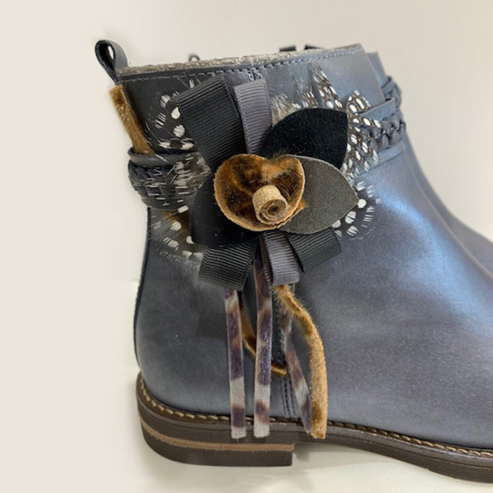 Lela Leo Girls Black Leather Ankle Boot | Boots | Bon Bon Tresor