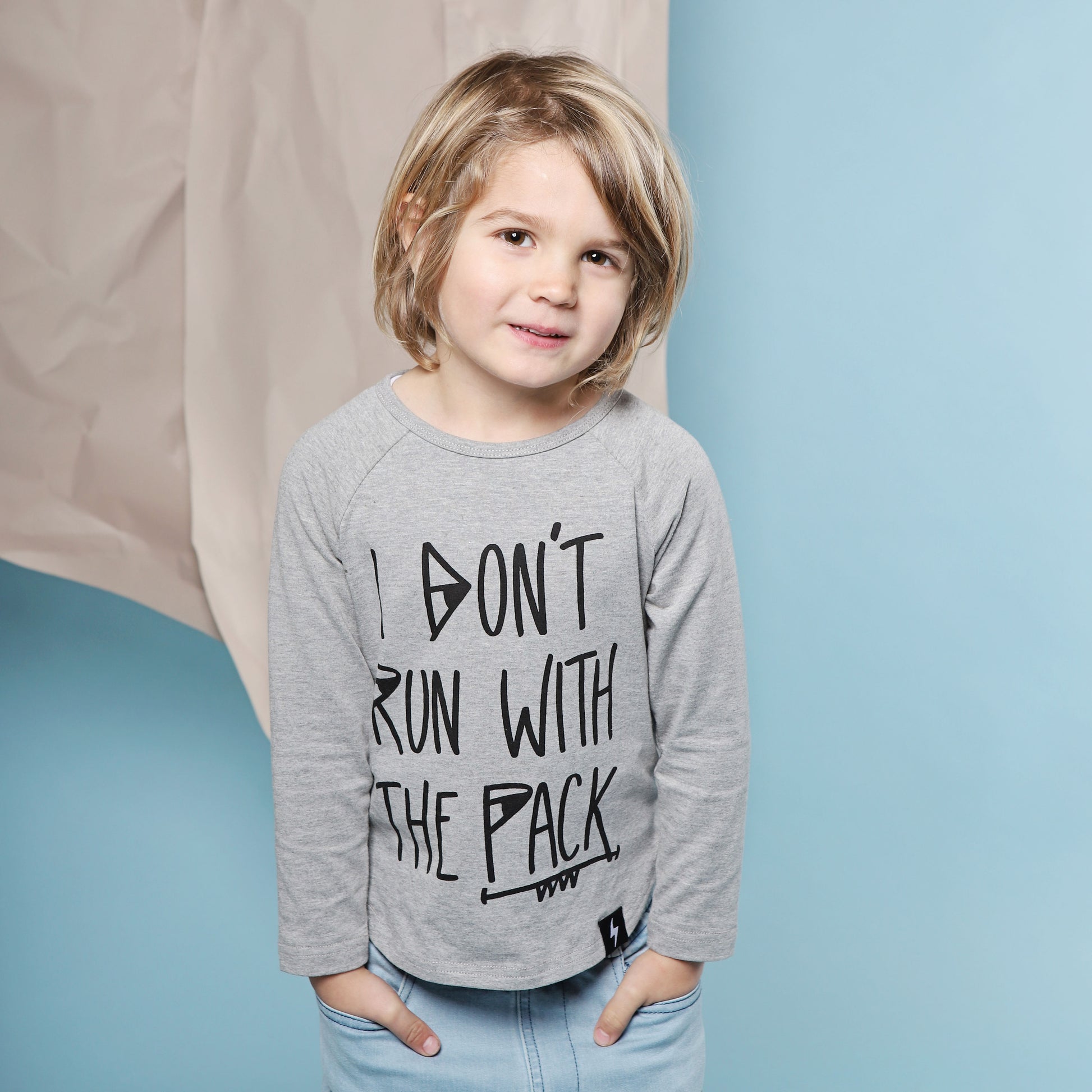 Kapow Kids Baby Long Sleeve Wolf Pack Placement T-Shirt | Tops & T-Shirts | Bon Bon Tresor
