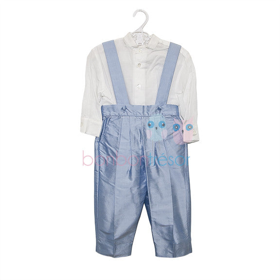 Christening Baby Boy Silk 3 Piece Blue Suit Set