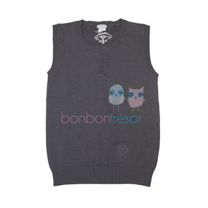 Alphabet Boys Grey Knit Vest | Tops & T-Shirts | Bon Bon Tresor