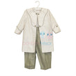 Christening Baby Boy Silk 3 Piece Olive Suit Set | Suits & Sets | Bon Bon Tresor
