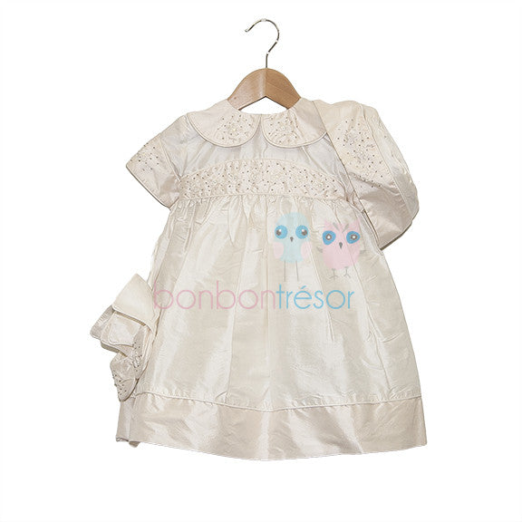 Christening Baby Girl Silk Dress With Swarovski Elements | Dresses | Bon Bon Tresor