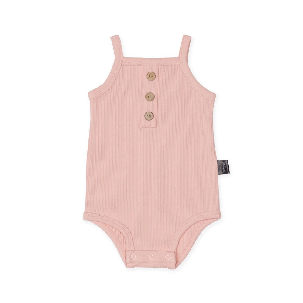Kapow Kids Shell Pink Rib Singlet Bodysuit | Rompers & Playsuits | Bon Bon Tresor