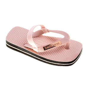 Damien Hall Boutique Kids Pink Thongs Rose Gold Badge With Straps | Flip Flops | Bon Bon Tresor