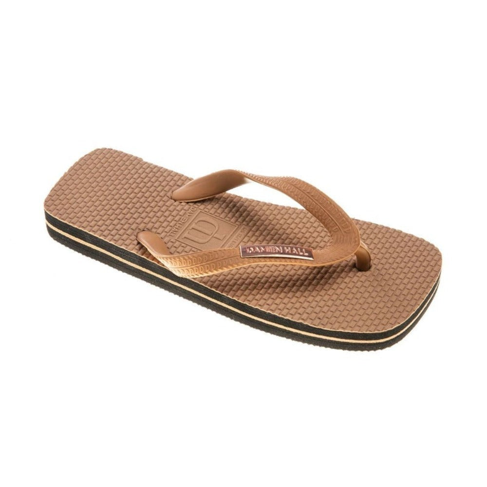 Damien Hall Boutique Kids Tan Thongs Rose Gold Badge | Flip Flops | Bon Bon Tresor