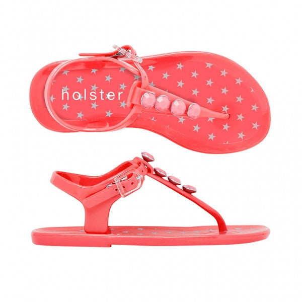 Holster Kids - Girls Starbright Coral Pink Sandal | Sandals | Bon Bon Tresor