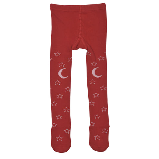 Little Wings Baby Girl Red Starry Night Tights | Tights | Bon Bon Tresor