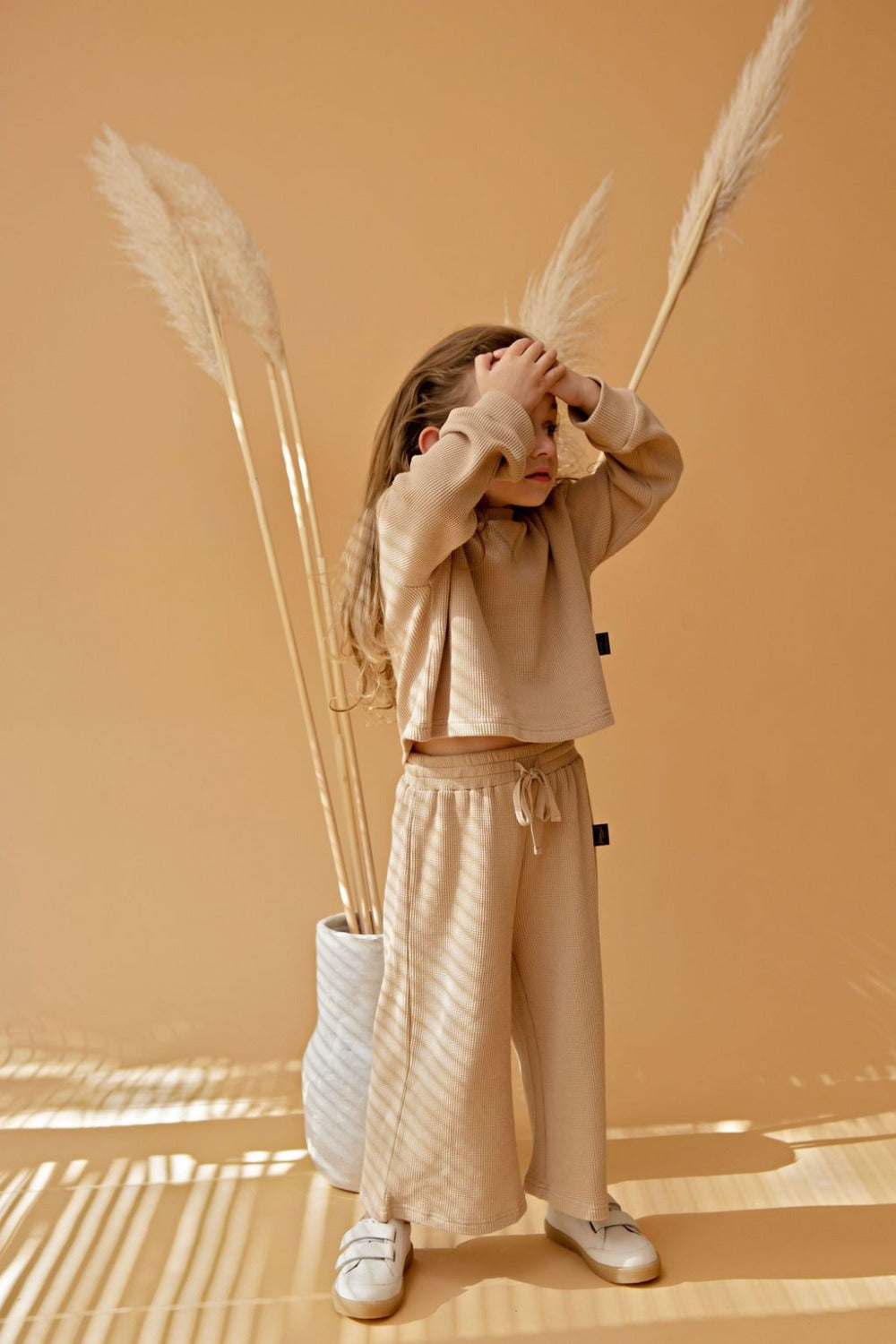 Kapow Kids Biscuit Waffle Cropped Sweater | Sweaters & Knitwear | Bon Bon Tresor
