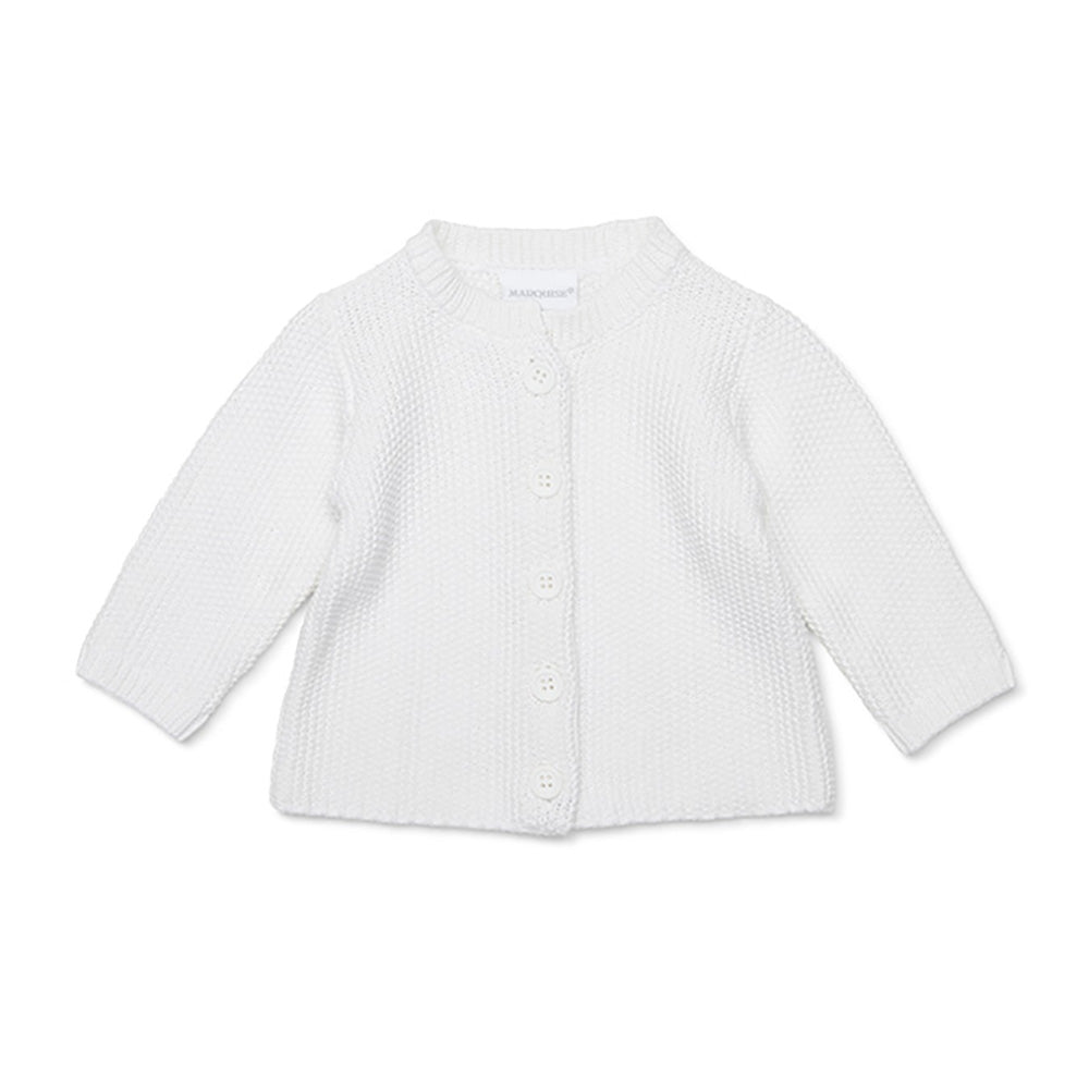 Marquise White Cotton Knitted Cardigan | Sweaters & Knitwear | Bon Bon Tresor
