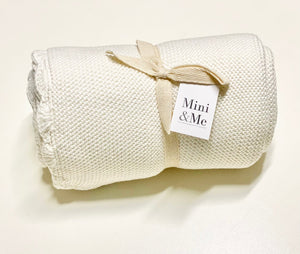 Mini & Me Shell Baby Blanket Whisper White | Blankets | Bon Bon Tresor