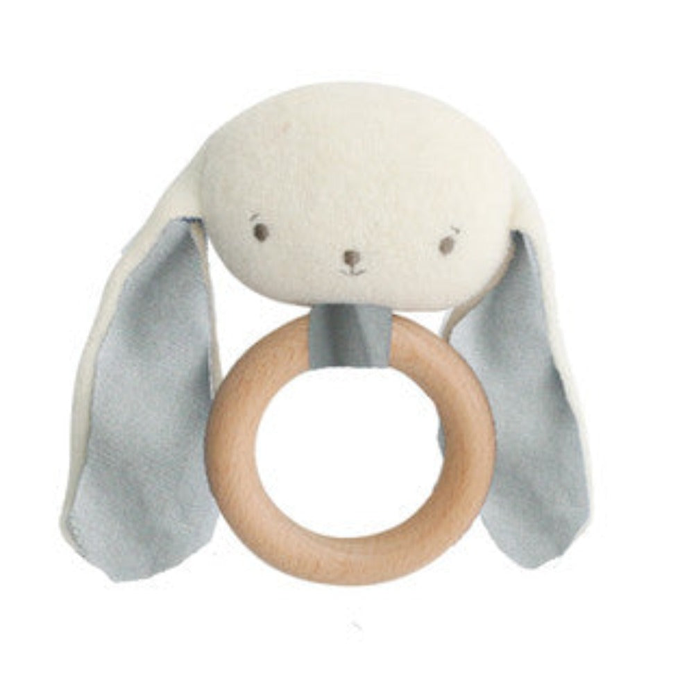 Alimrose Baby Bunny Teether Rattle Grey | Baby Teethers | Bon Bon Tresor