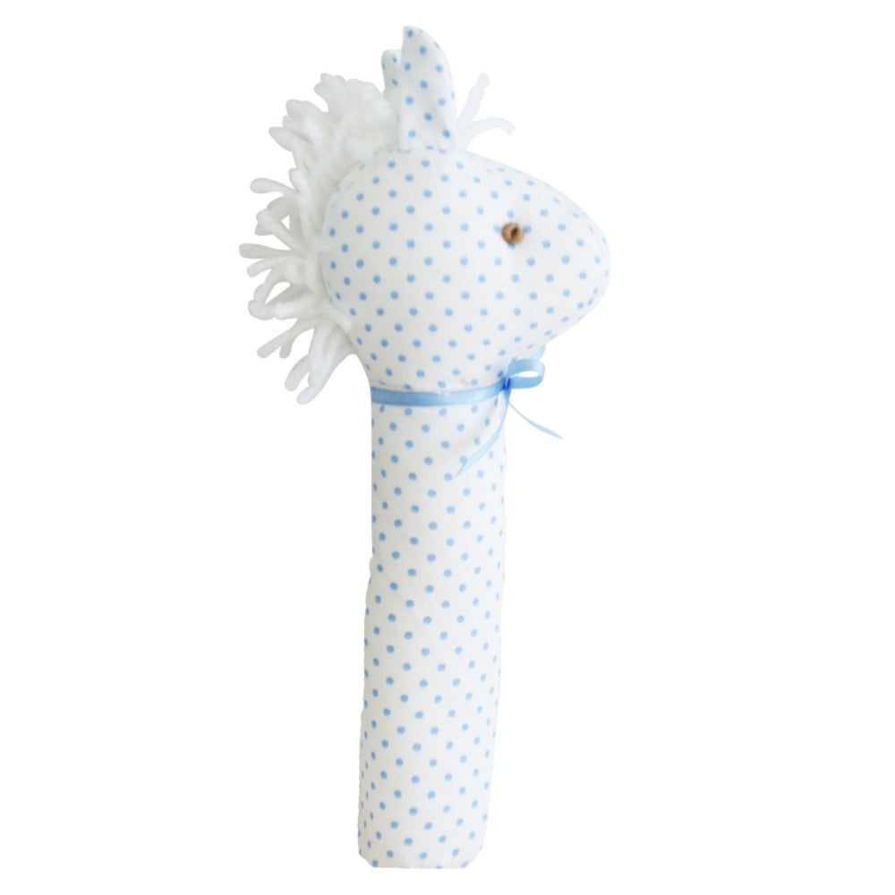 Alimrose Designs Horse Squeaker Spotty Blue | Rattles & Squeakers | Bon Bon Tresor