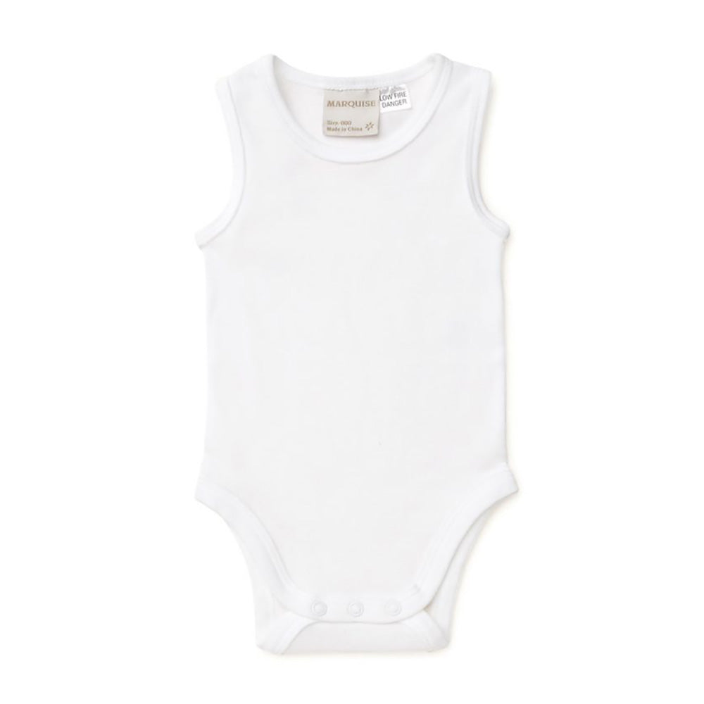 Marquise White Sleeveless Bodysuit | Singlets & Bloomers | Bon Bon Tresor