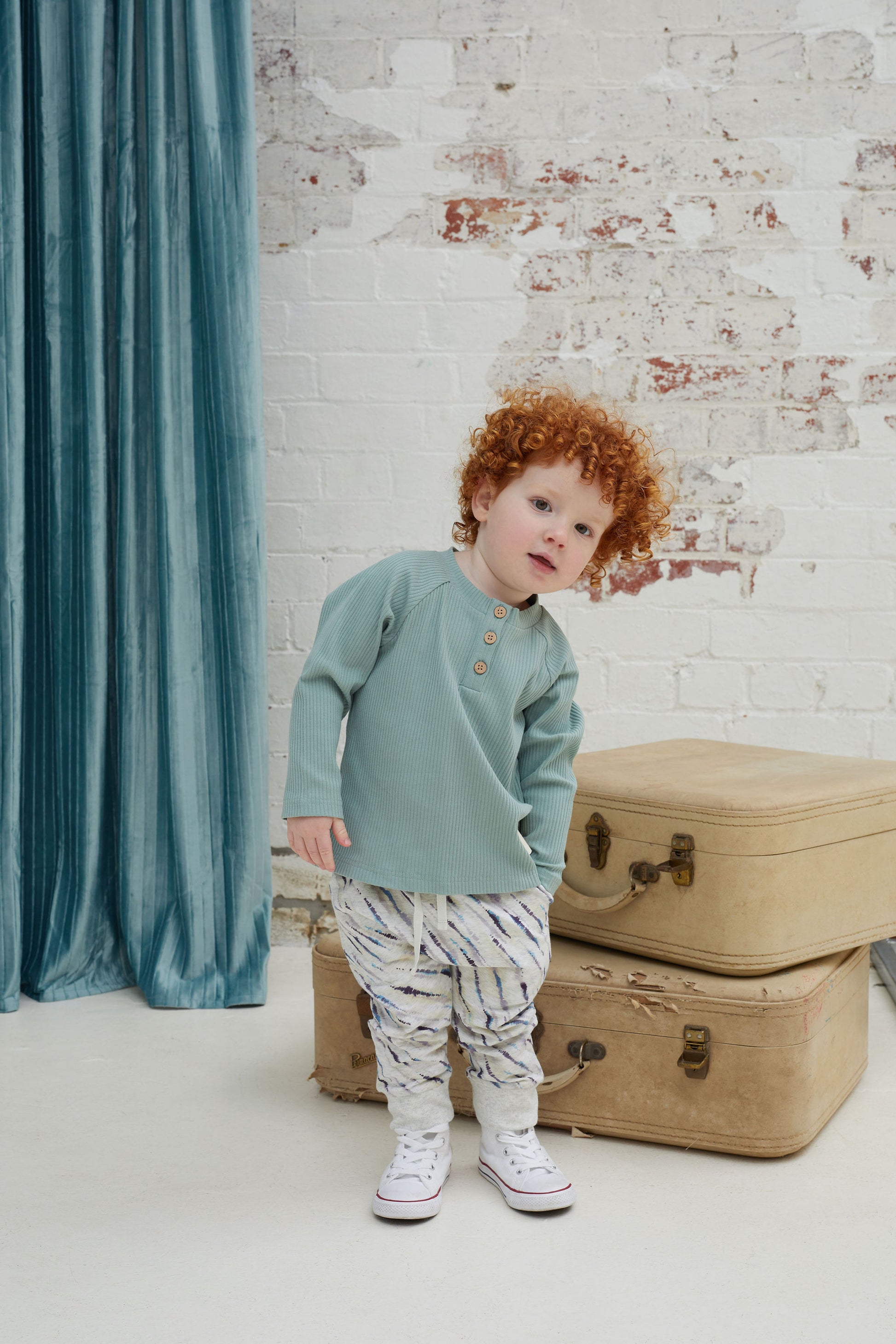 Kapow Kids Cobalt Rib Henley Top | Tops & T-Shirts | Bon Bon Tresor