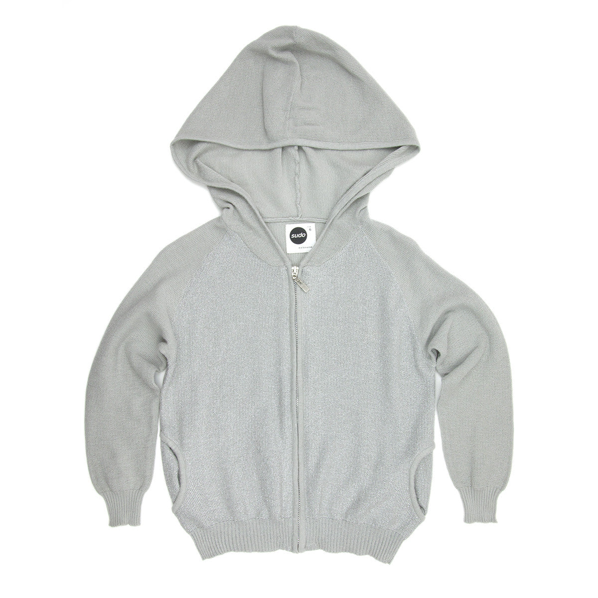 Sudo Kids Silver Raindance Cotton Knit Hoodie | Sweaters & Knitwear | Bon Bon Tresor