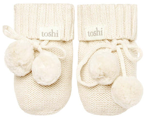Toshi Organic Booties Marley Cream | Booties & Mittens | Bon Bon Tresor