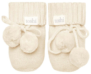 Toshi Organic Booties Marley Feather | Booties & Mittens | Bon Bon Tresor