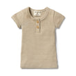 Wilson and Frenchy Organic Stripe Rib Henley Tee Leaf | Tops & T-Shirts | Bon Bon Tresor