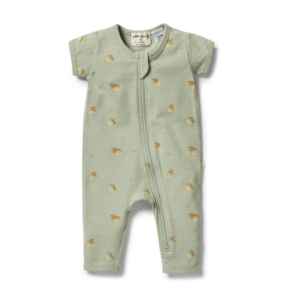 Wilson and Frenchy Organic Zipsuit Perfect Pears | Rompers & Playsuits | Bon Bon Tresor