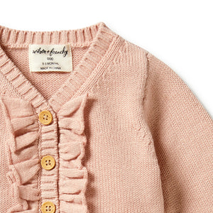 Wilson and Frenchy Knitted Ruffle Cardigan - Rose | Sweaters & Knitwear | Bon Bon Tresor