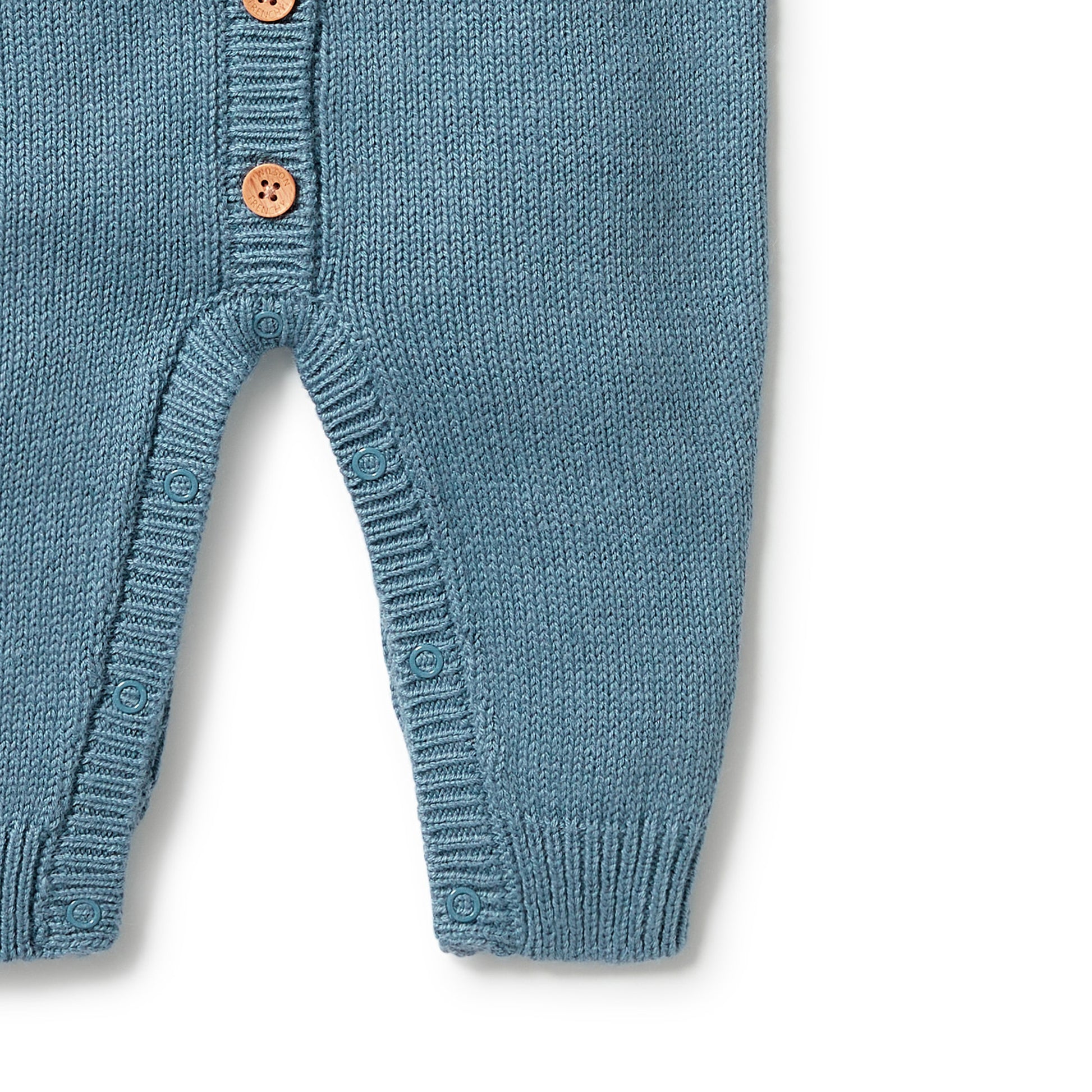 Wilson and Frenchy Knitted Button Growsuit - Bluestone | Rompers & Playsuits | Bon Bon Tresor