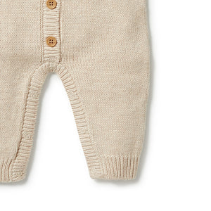 Wilson and Frenchy Knitted Button Growsuit - Oatmeal Melange | Rompers & Playsuits | Bon Bon Tresor