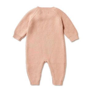 Wilson and Frenchy Knitted Cable Growsuit - Rose | Rompers & Playsuits | Bon Bon Tresor