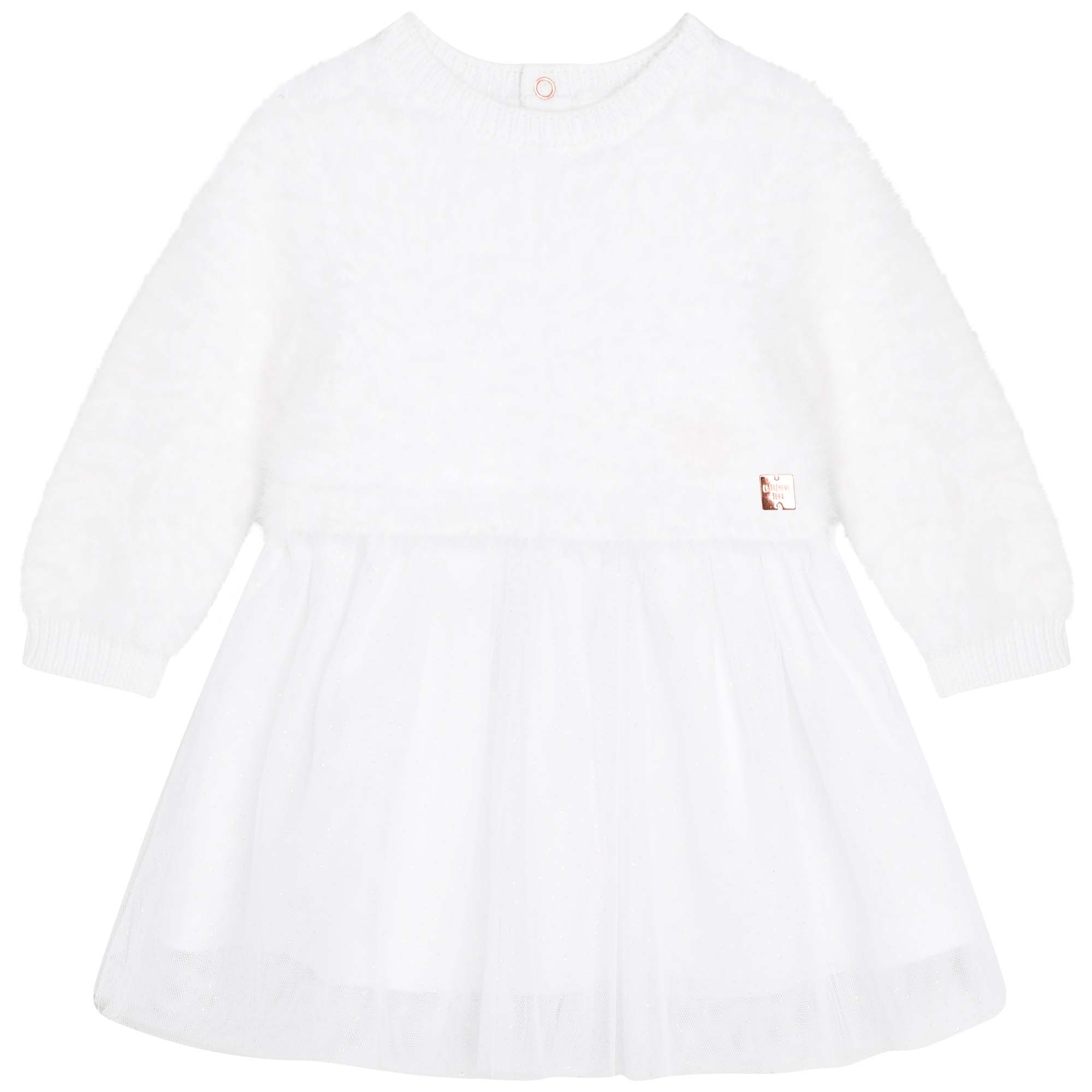 Carrement Beau White Knit Tulle Dress | Dresses & Skirts | Bon Bon Tresor