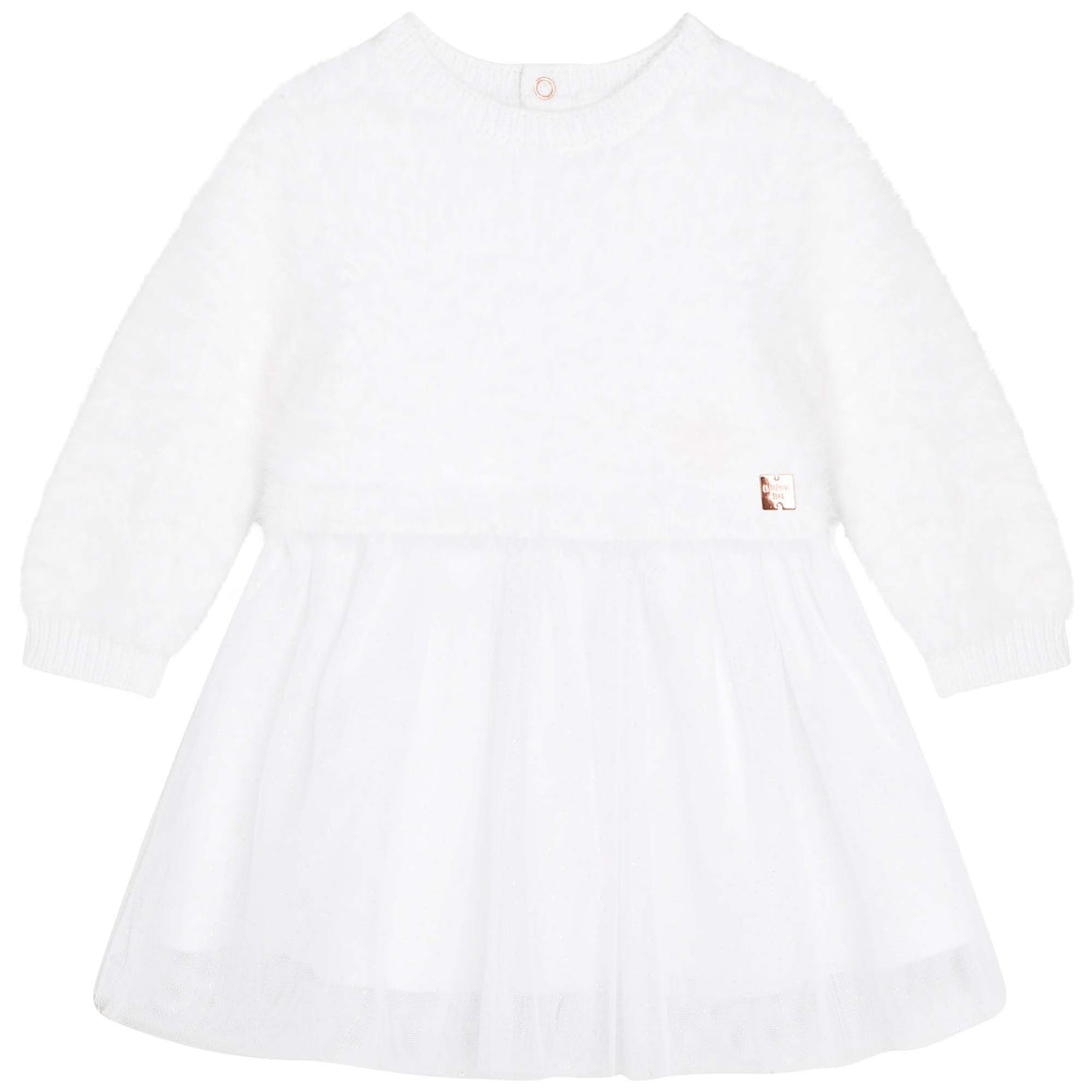Carrement Beau White Knit Tulle Dress | Sweaters & Knitwear | Bon Bon Tresor