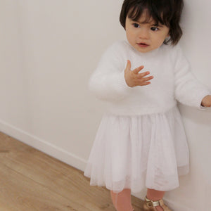 Carrement Beau White Knit Tulle Dress | Dresses & Skirts | Bon Bon Tresor