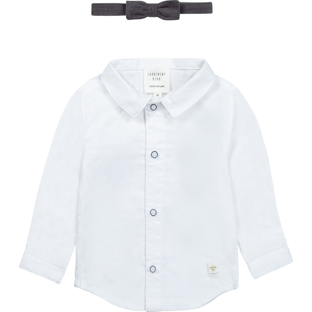 Carrement Beau White Shirt and Grey Bow Tie