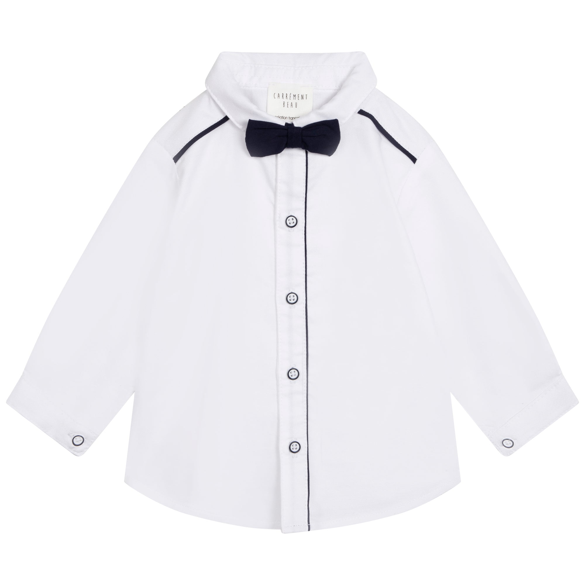 Carrement Beau White Shirt and Navy Bow Tie | Tops & T-Shirts | Bon Bon Tresor