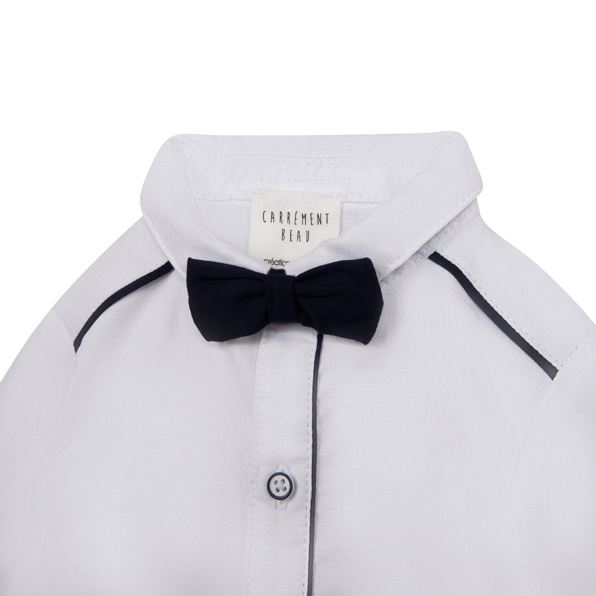 Carrement Beau White Shirt and Navy Bow Tie | Tops & T-Shirts | Bon Bon Tresor