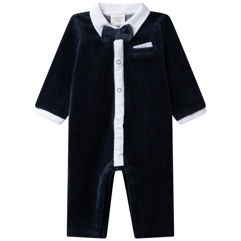 Carrement Beau Navy Velour All In One | Rompers & Playsuits | Bon Bon Tresor