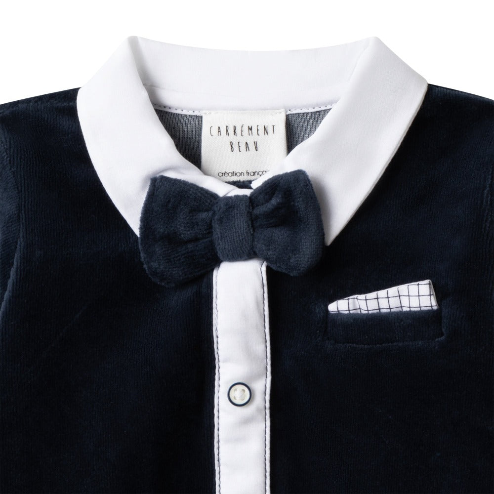 Carrement Beau Navy Velour All In One | Rompers & Playsuits | Bon Bon Tresor