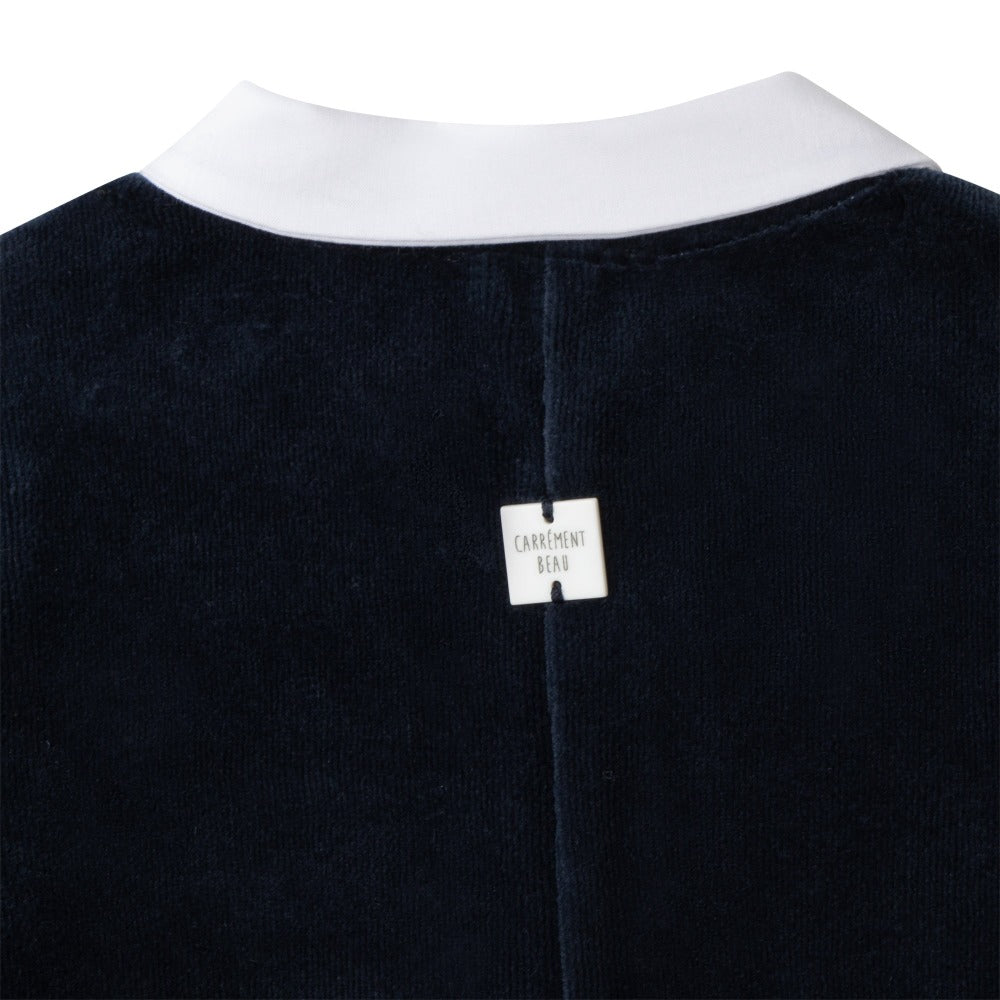 Carrement Beau Navy Velour All In One | Rompers & Playsuits | Bon Bon Tresor