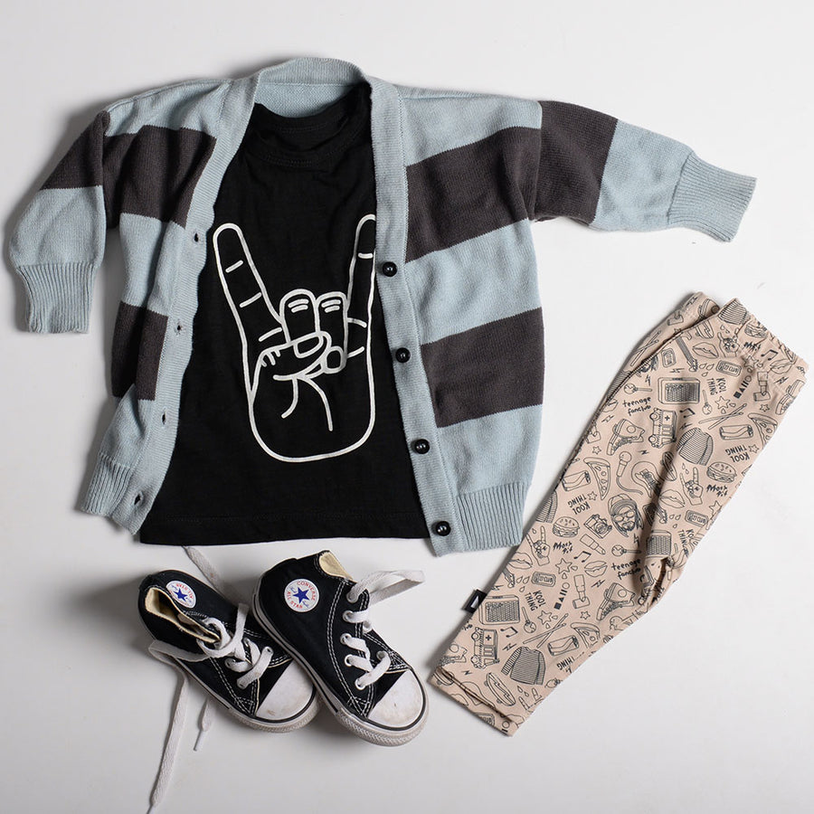 Anarkid Blue Grunge Stripe Cardigan | Sweaters & Knitwear | Bon Bon Tresor
