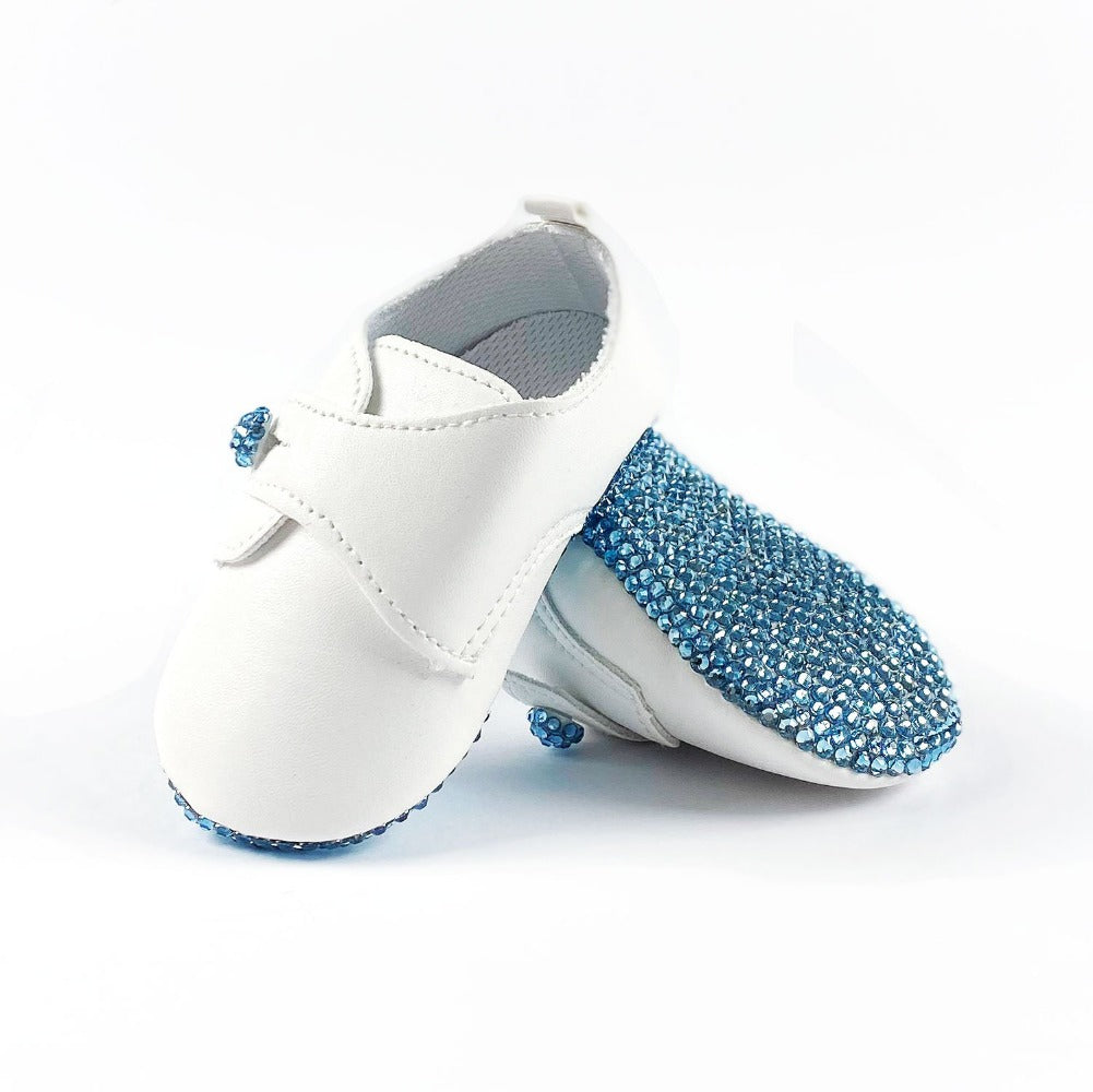 La Vera Kids Baby Boy Blue Crystal Shoes | Dress Shoes | Bon Bon Tresor