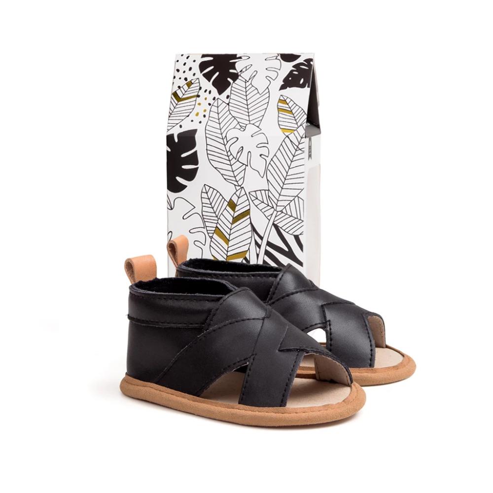 Pretty Brave Cross-Over Sandal Castle Black | Sandals | Bon Bon Tresor