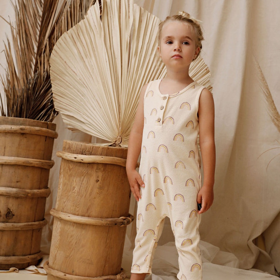 Kapow Kids Rainbow Eggshell Jumpsuit | Rompers & Playsuits | Bon Bon Tresor