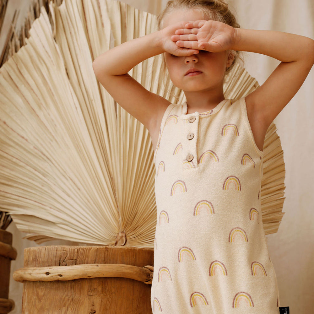 Kapow Kids Rainbow Eggshell Jumpsuit | Rompers & Playsuits | Bon Bon Tresor