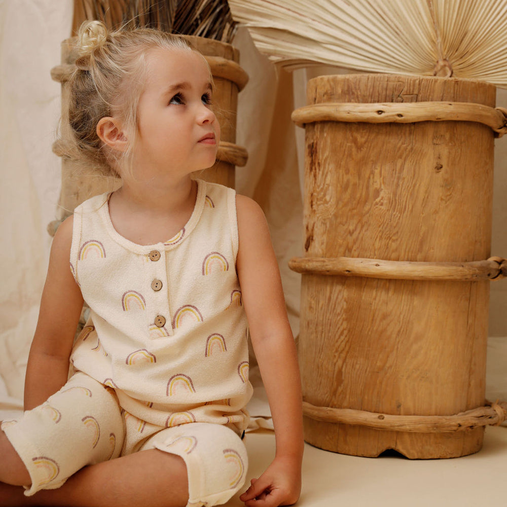 Kapow Kids Rainbow Eggshell Jumpsuit | Rompers & Playsuits | Bon Bon Tresor